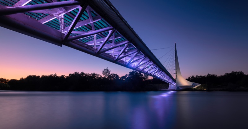Sundial Bridge aerial view in Redding California