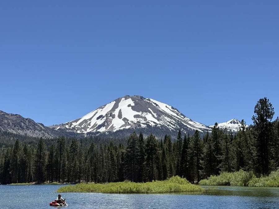 Lassen Peak from the north entrance of Lassen Volcanic National Park, photographed by Nathan Cross